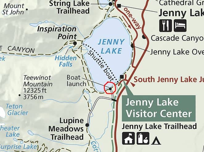 Jenny Lake boat launch map