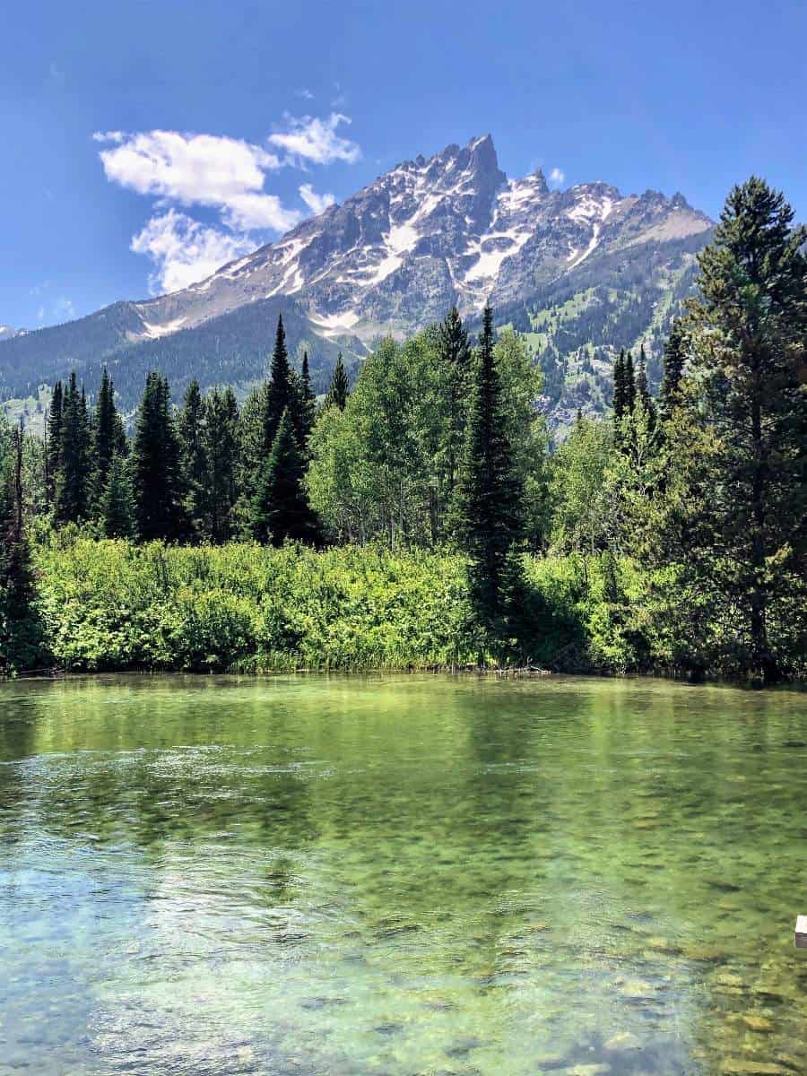 View of Tetons from Jenny Lake boat