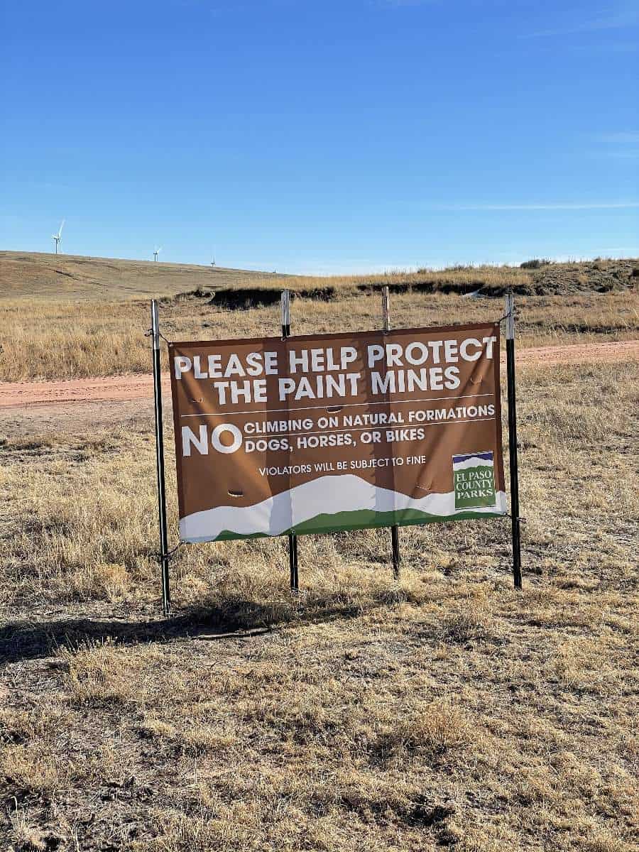 Sign reads Please Help Protect Paint Mines