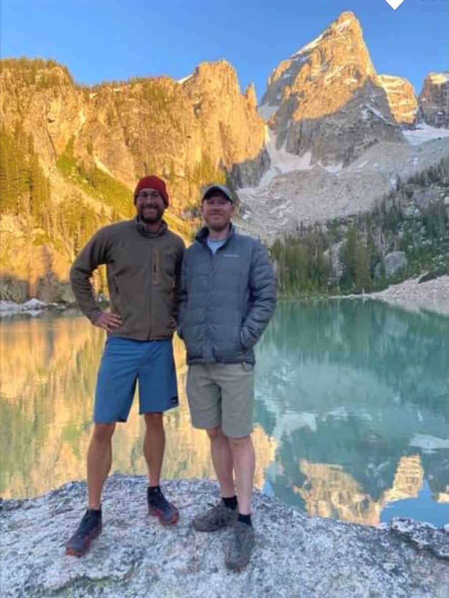 Friends on Delta Lake Sunrise Hike in Grand Tetons