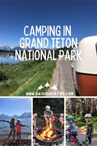 Collage of photos camping in Grand Teton National Park