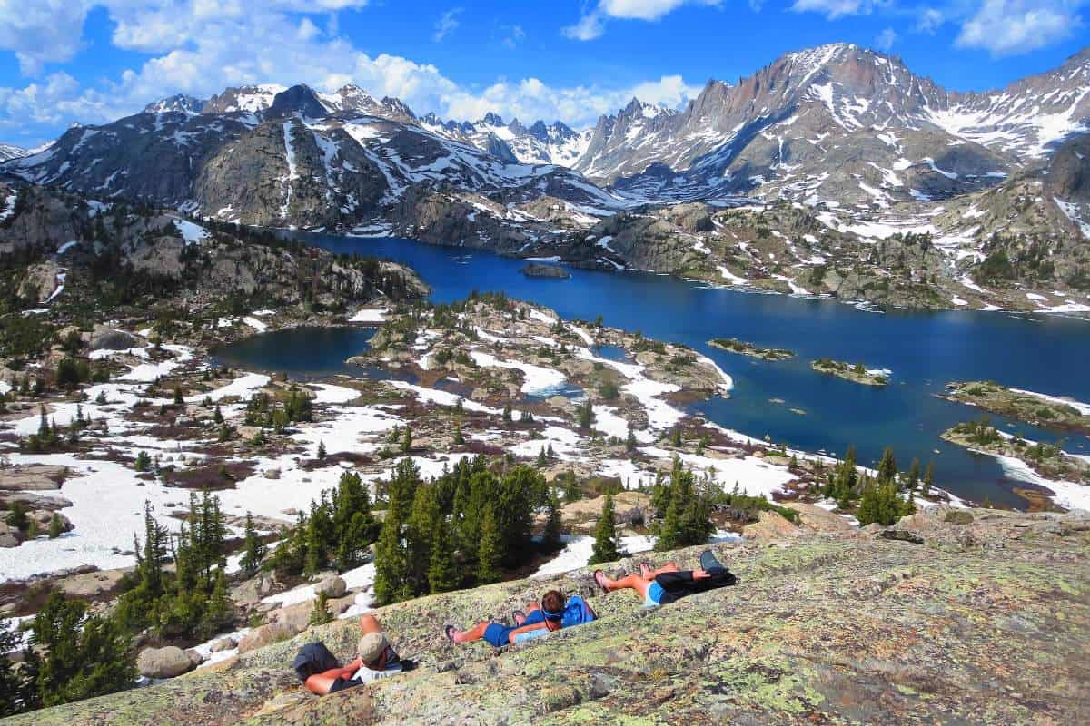 Looking at view from a rock in Wind Rivers Wyoming