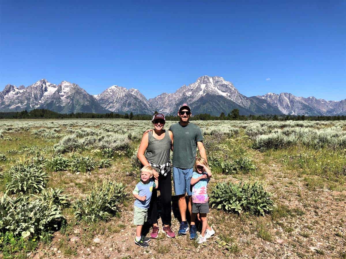 Family in front of Grand Teton National Park