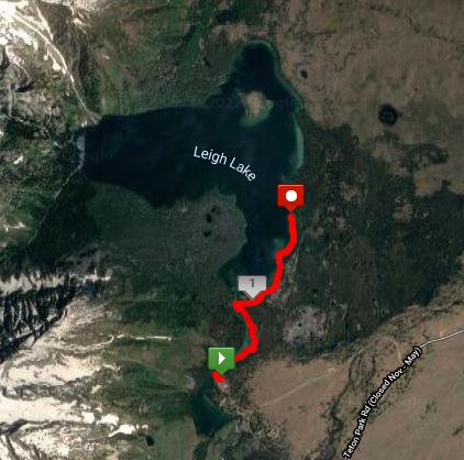 Map of String Lake to Leigh Lake in Grand Teton National Park