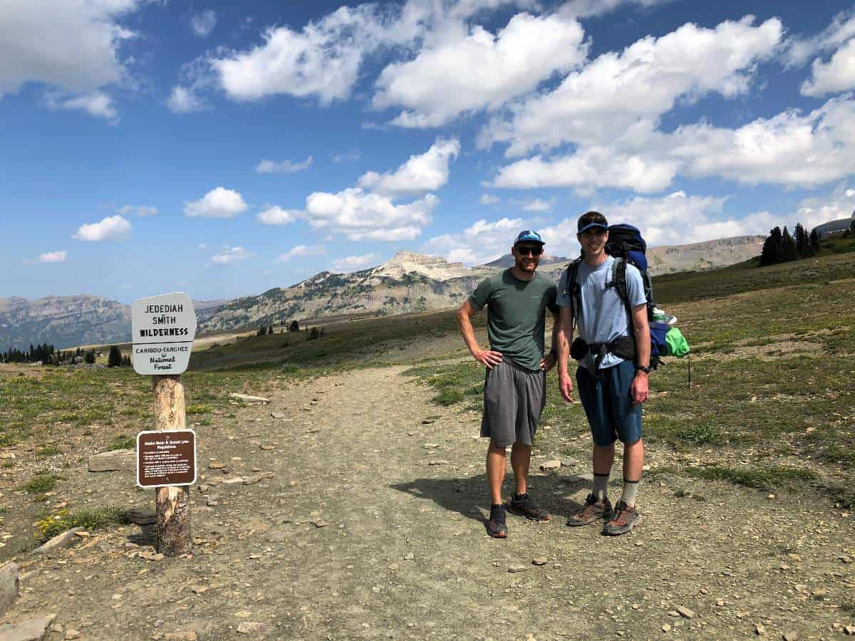 Two Hikers on Teton Crest Trail at Mount Meek Pass