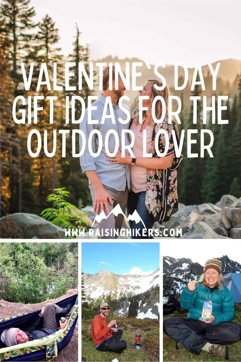 Collage of photos with text reading Valentine's Day Gift Ideas for the Outdoor Lover
