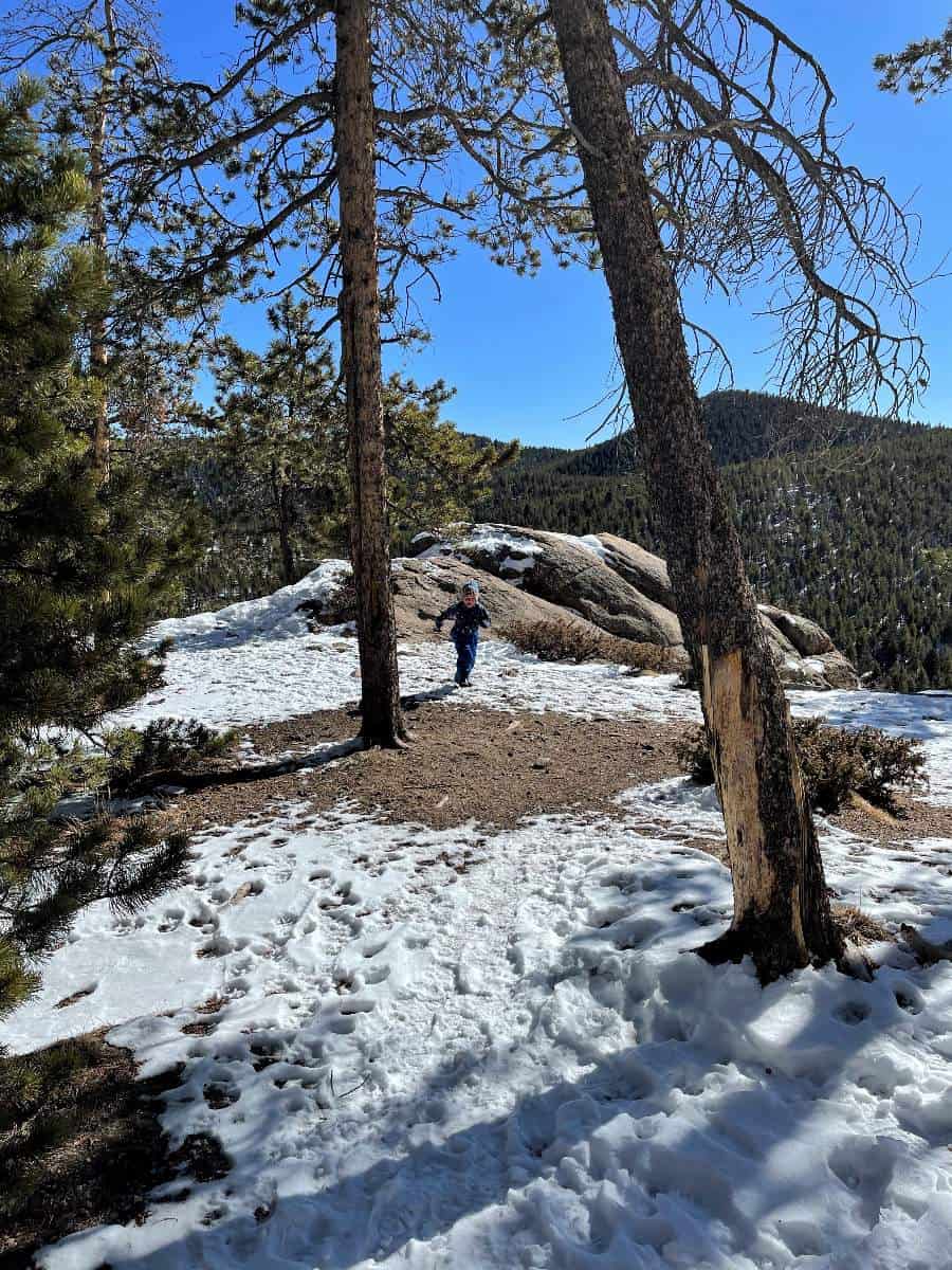 Boy running on hike