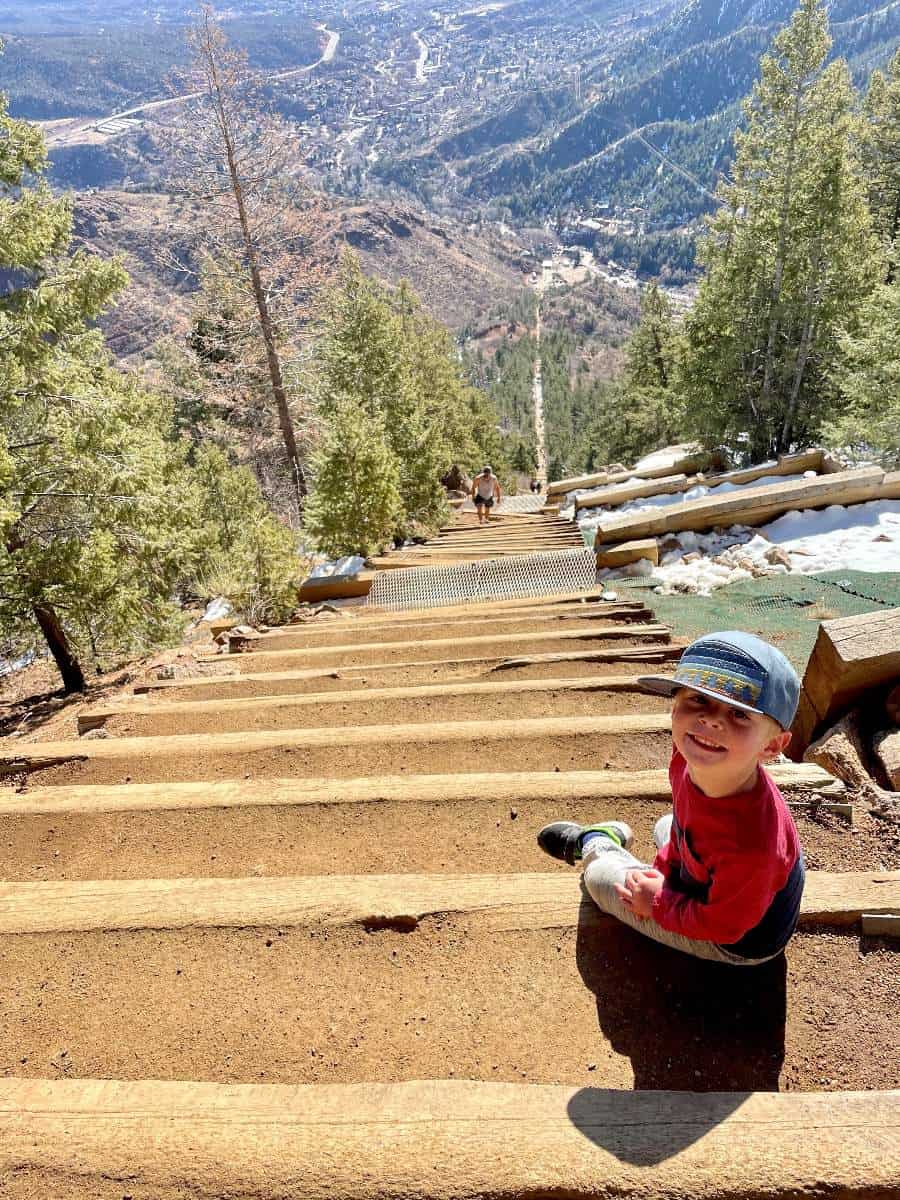 Looking down the steps of the Incline