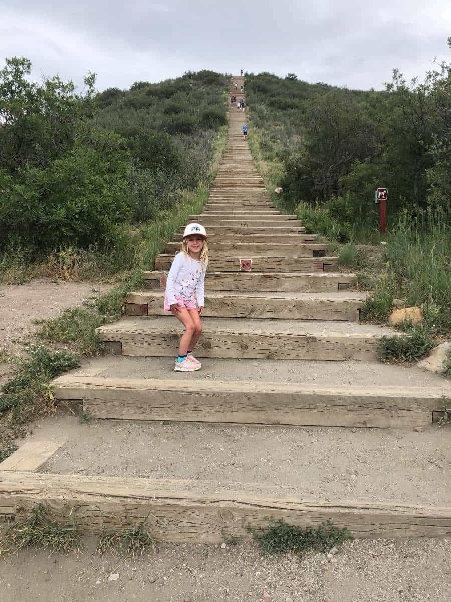 Girl climbing Philip S Miller stairs