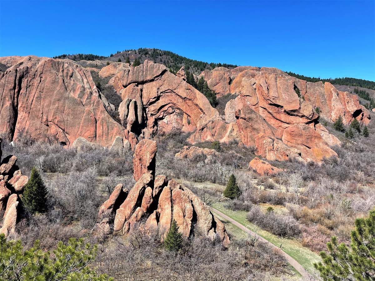 view of red rocks at top of hike