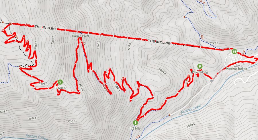 map of manitou incline hike