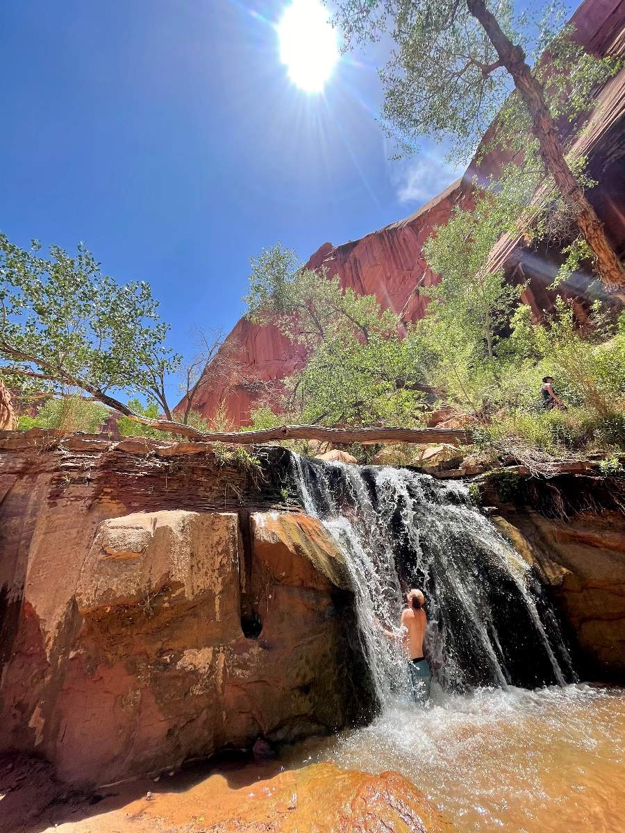 Waterfall at Cliff Arch in Coyote Gulch