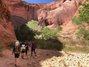 Group backpacking in canyons