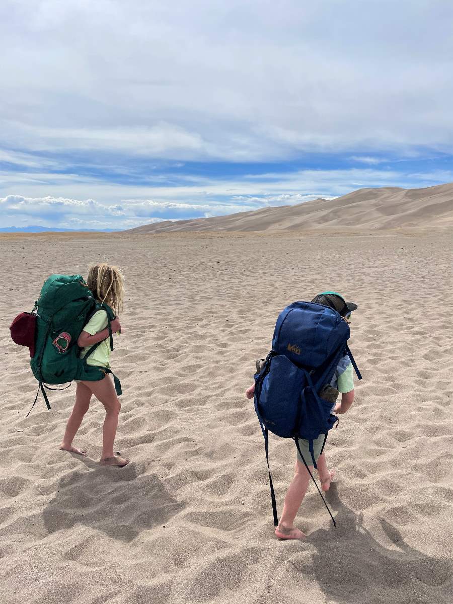 kids with hiking backpacks