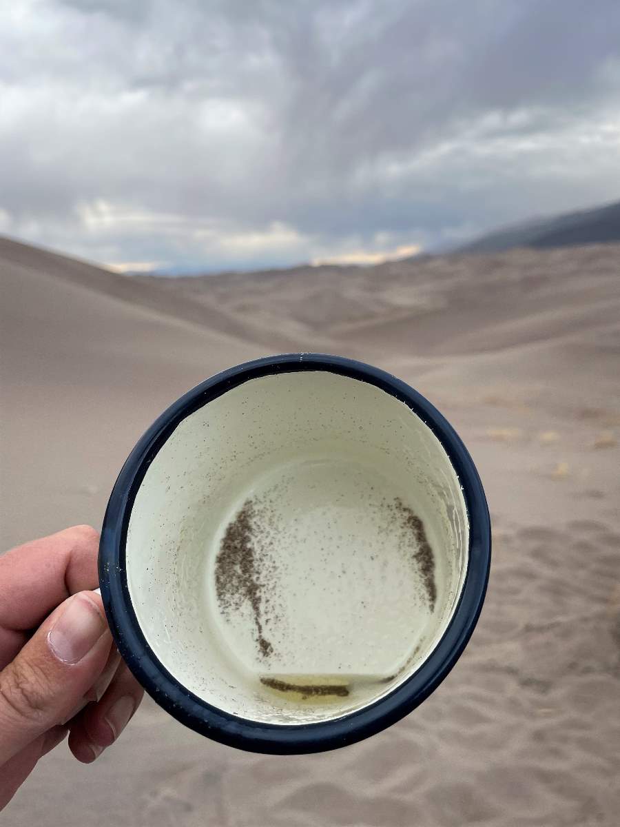 sand in coffee mug