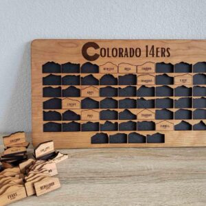 Colorado 14ers wooden map - Outdoorsy Dad gifts
