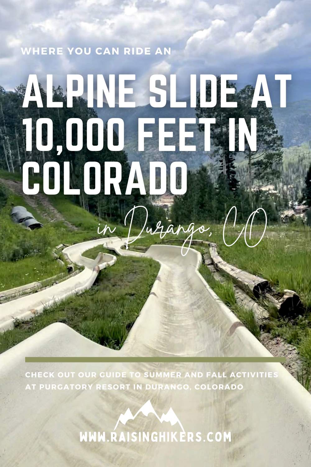 text reads Apline slide at 10,000 feet in Colorado
