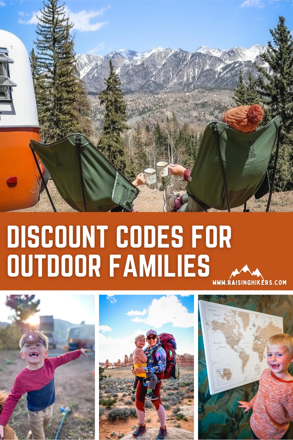 pinterest collage for outdoor family gear for discount codes