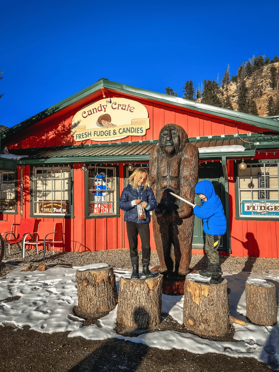 Kids in front of candy store