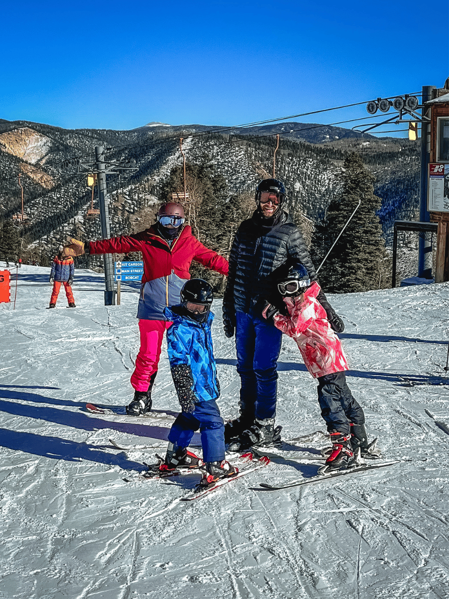 Family on ski slope