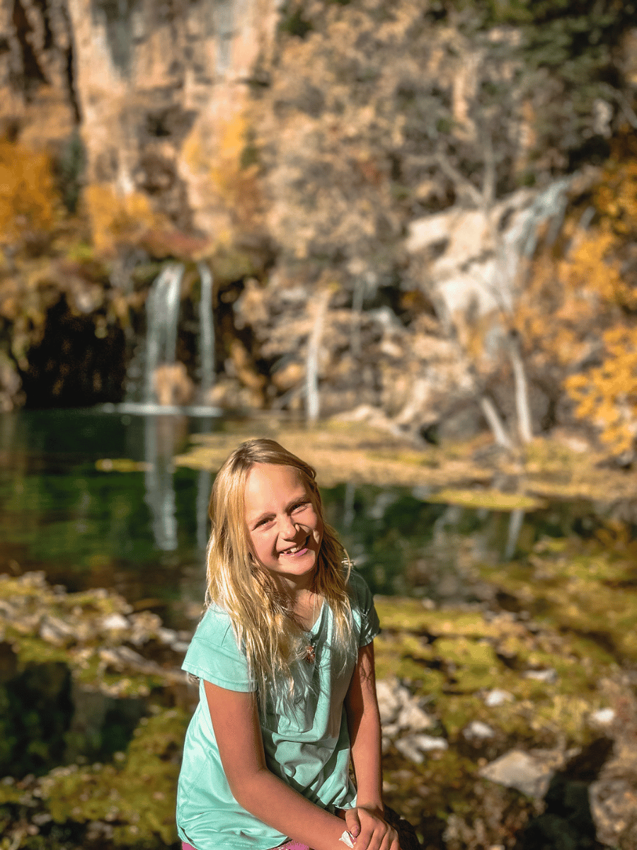 Girl in front of Hanging Lake
