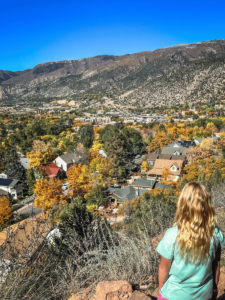 Girl looking at view of Glenwood Springs, Colorado