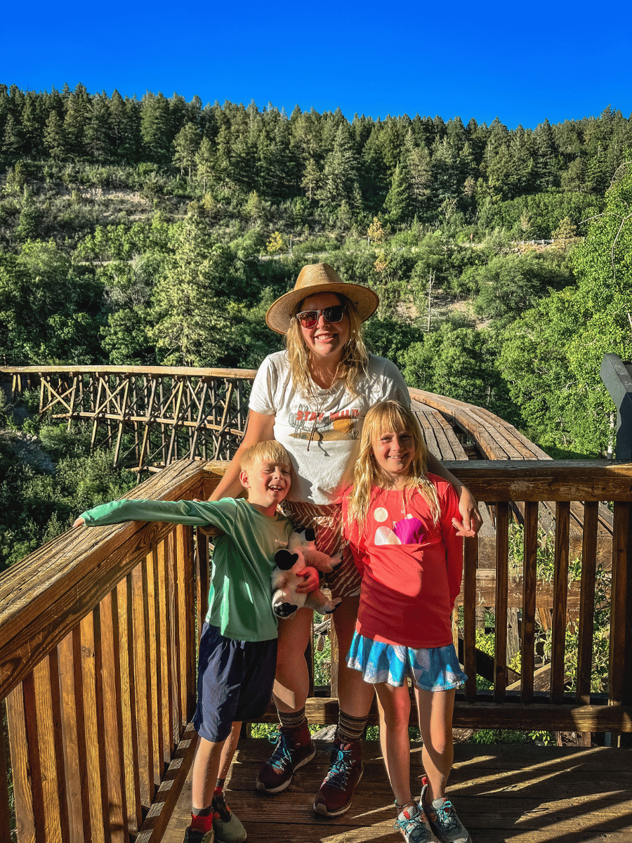 Family in front of Mexican Canyon Trestle