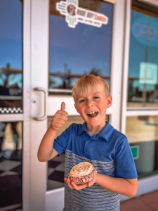Boy eating cookie
