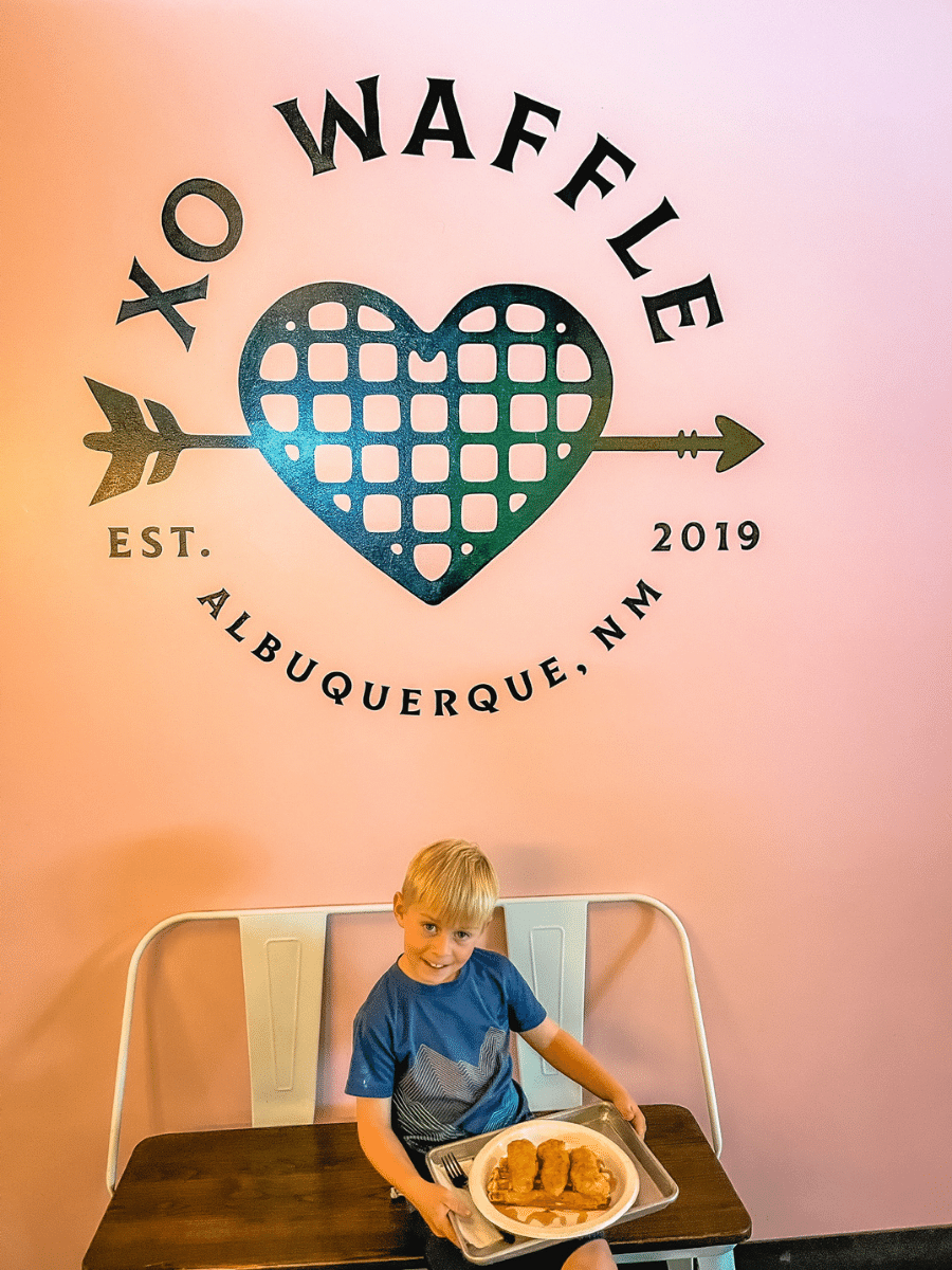 Boy with waffle from XO Waffle